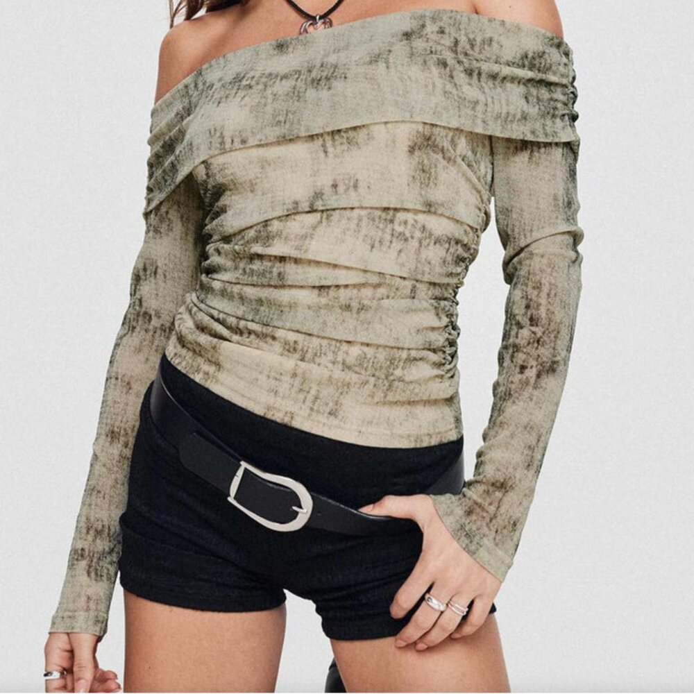 Princess Polly off the shoulder strapless top multi-design print, brand new